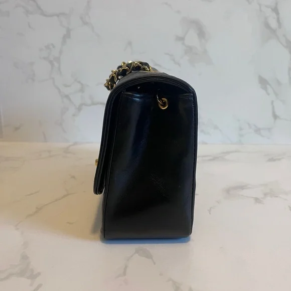 SOLD Vintage Chanel Small Diana Flap Black Lambskin - Picture 7 of 13